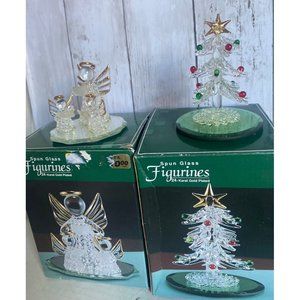 Spun Glass Christmas tree and Angels 24-Karat gold plated